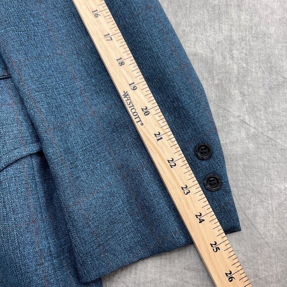 Unbranded Blazer Men 40 Blue Red Golden Emblem Tweed 60 70s Sport Jacket USA VTG - Picture 6 of 14